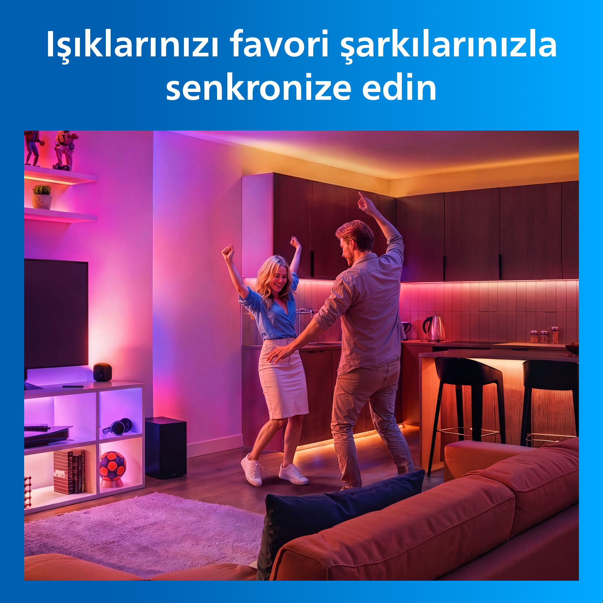 Philips Smart Lighting RGBICWW LED Şerit 3 m (Type-C) - Google Home, Alexa, HomeKit ve Matter uyumlu