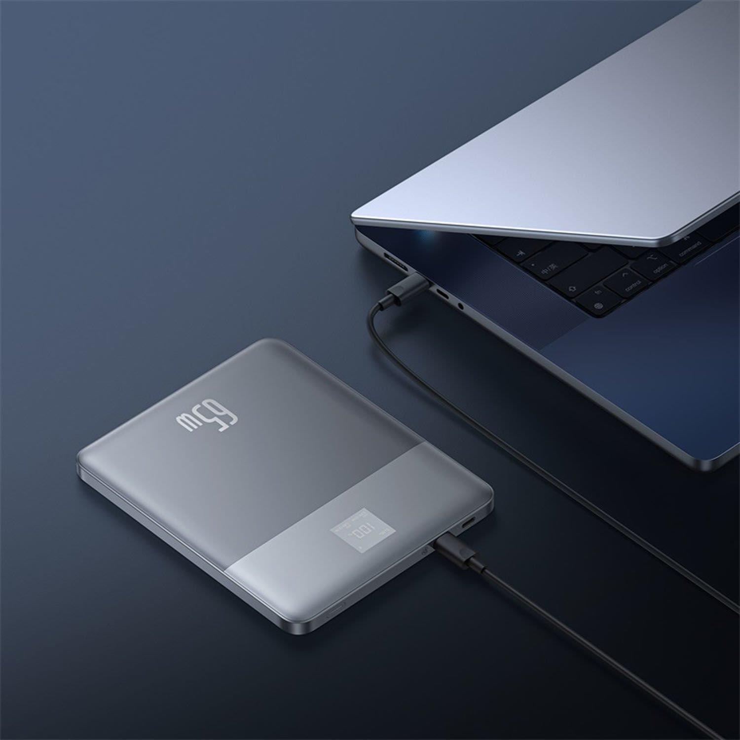 Baseus Blade2 65W 12.000 mAh Dijital Ekranlı Powerbank Gümüş