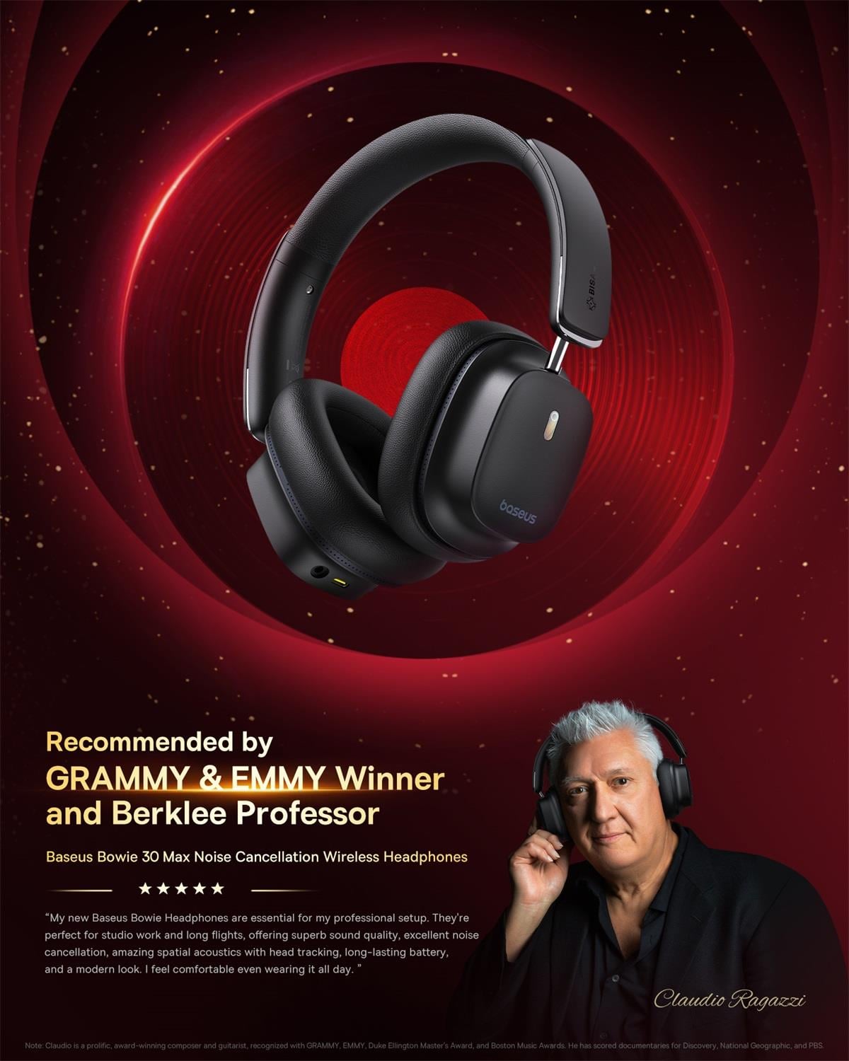 Baseus Bowie 30 Max ANC Kulaküstü Bluetooth Kulaklık, Siyah