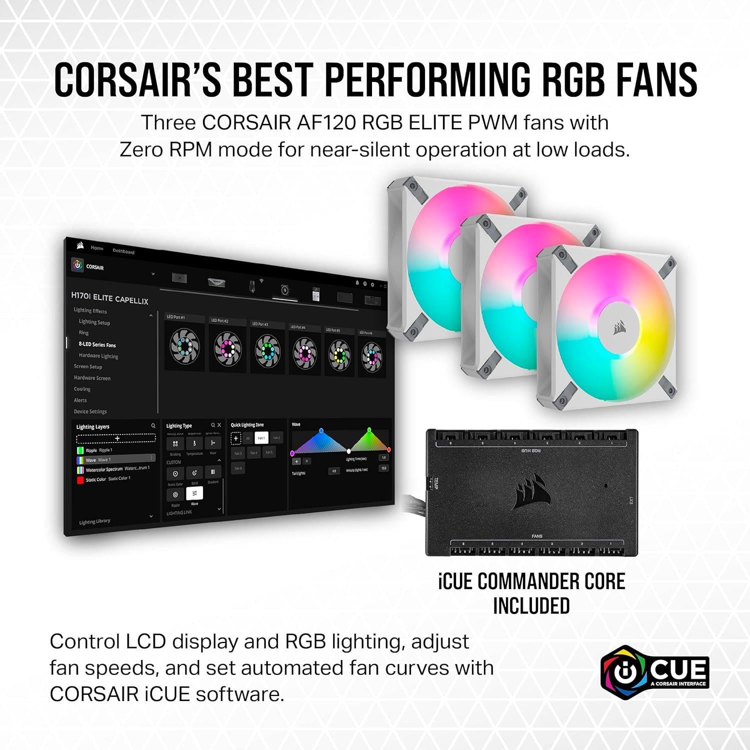 CORSAİR İCUE H100İ ELİTE XT 240MM 2 X AF140 RGB FAN SIVI İŞLEMCİ SOĞUTUCUSU BEYAZ (CW-9060072-WW)