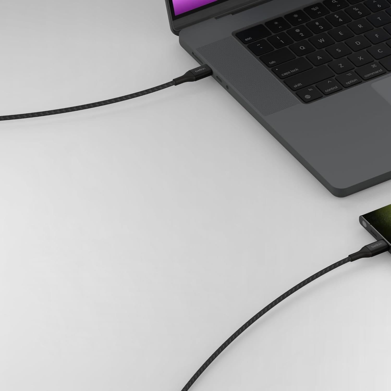 Belkin BoostCharge USB-C 240 W PD, USB-IF Sertifikalı, Hızlı Şarj Kablosu 1m, Siyah