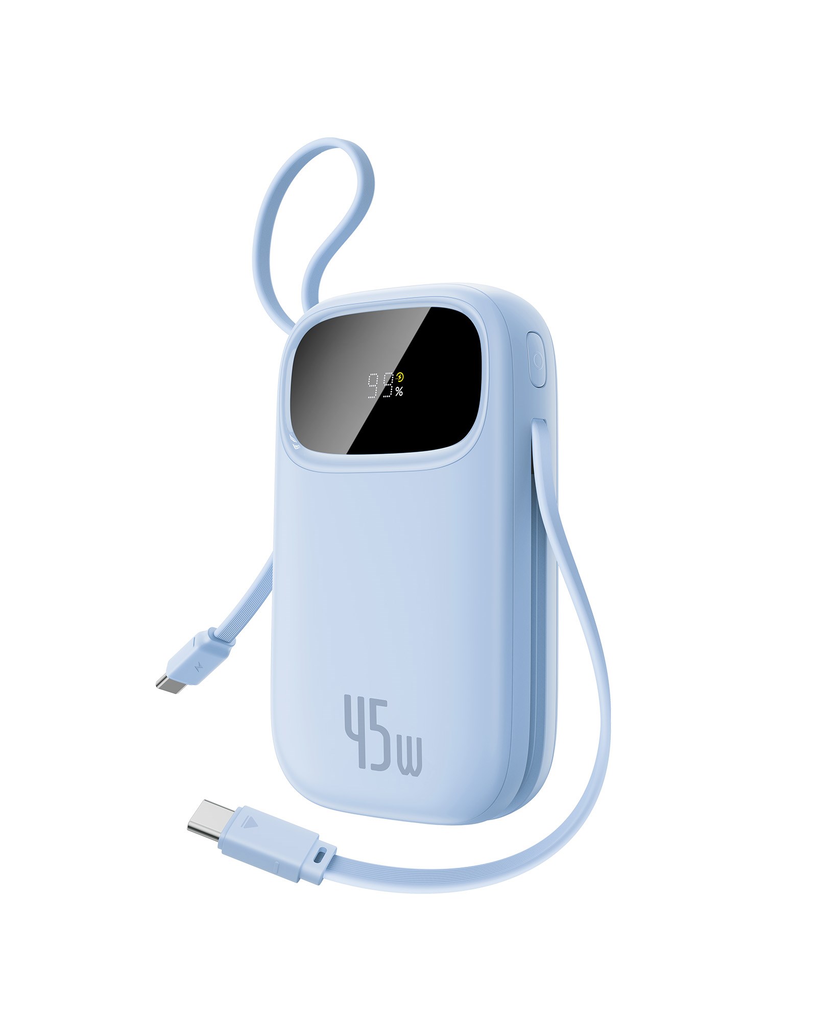Baseus EnerFill FC31 Dijital Ekranlı Hızlı Şarj Powerbank Dahili Çift USB-C Kablo 20000mAh 45W - Mavi