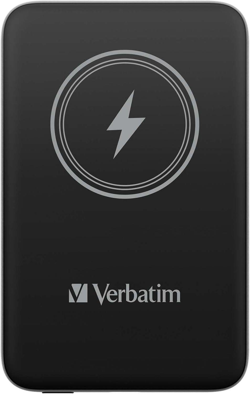 Verbatim Manyetik Power Bank 10000 mAh, Kablosuz Şarj Cihazı 15 W, USB-C ile 20 W PD