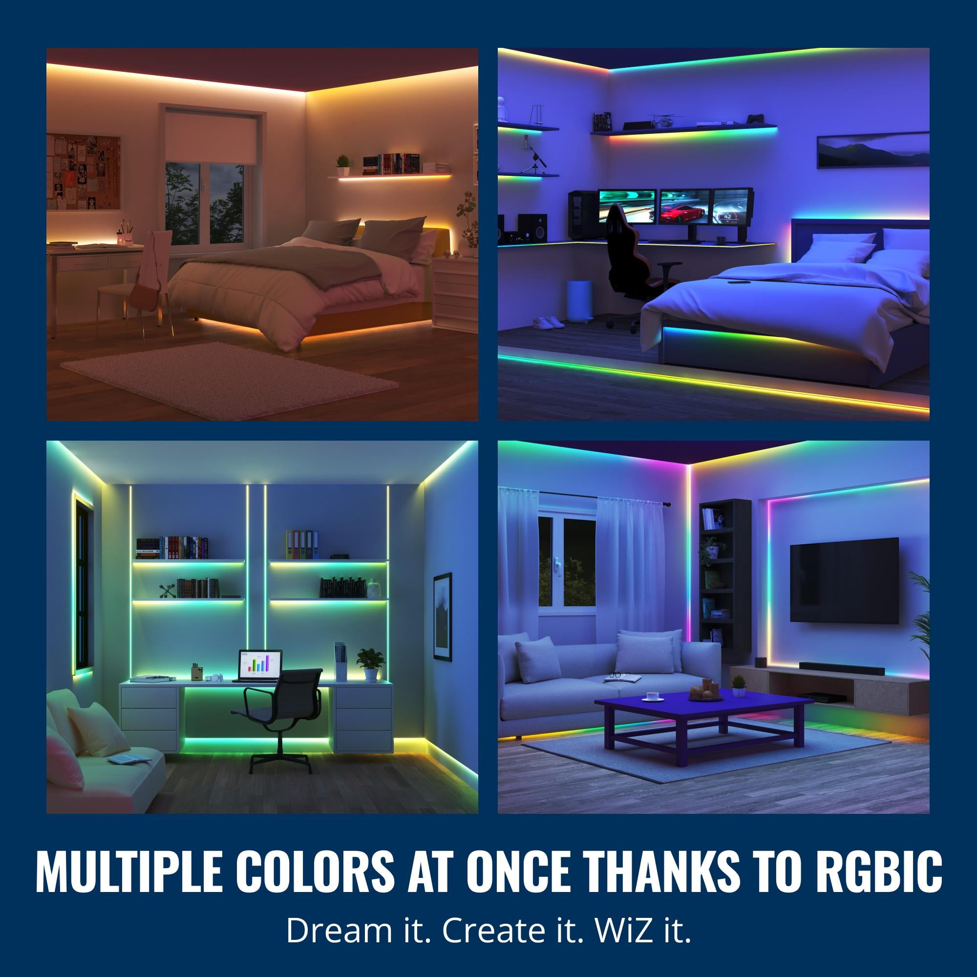 Wiz RGBIC 10 Metre Akıllı Led Şerit (16 Milyon Renk, Wi-Fi Kontrollü) - Google Home, Alexa and HomeKit