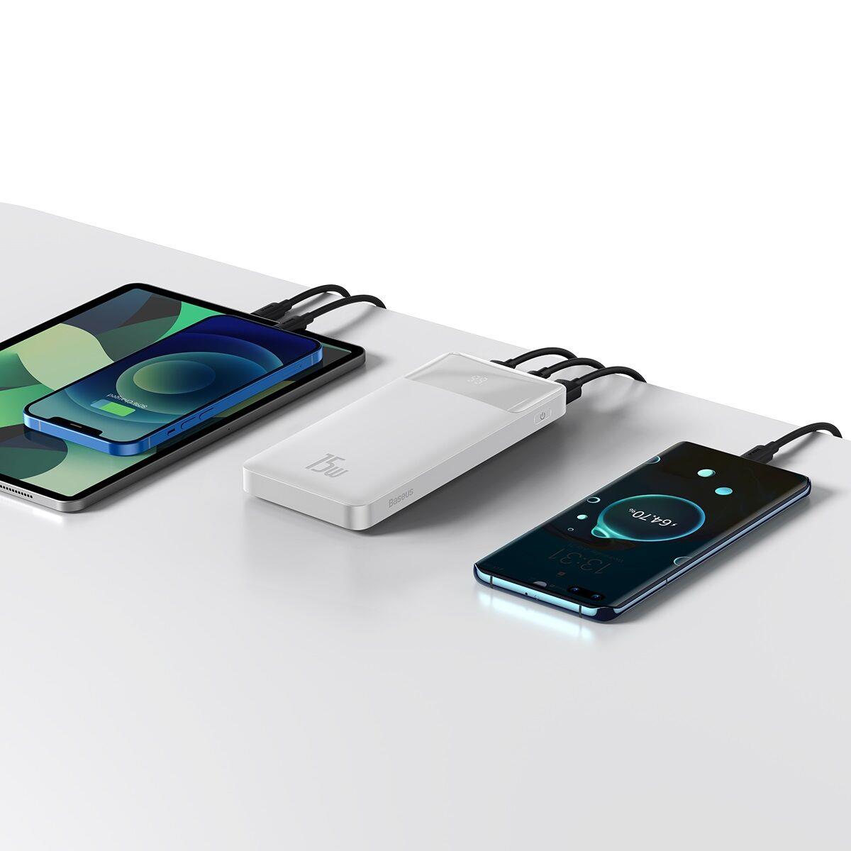 Baseus Bipow Overseas Edition Dijital Ekranlı 15W 10.000 mAh Powerbank - Beyaz