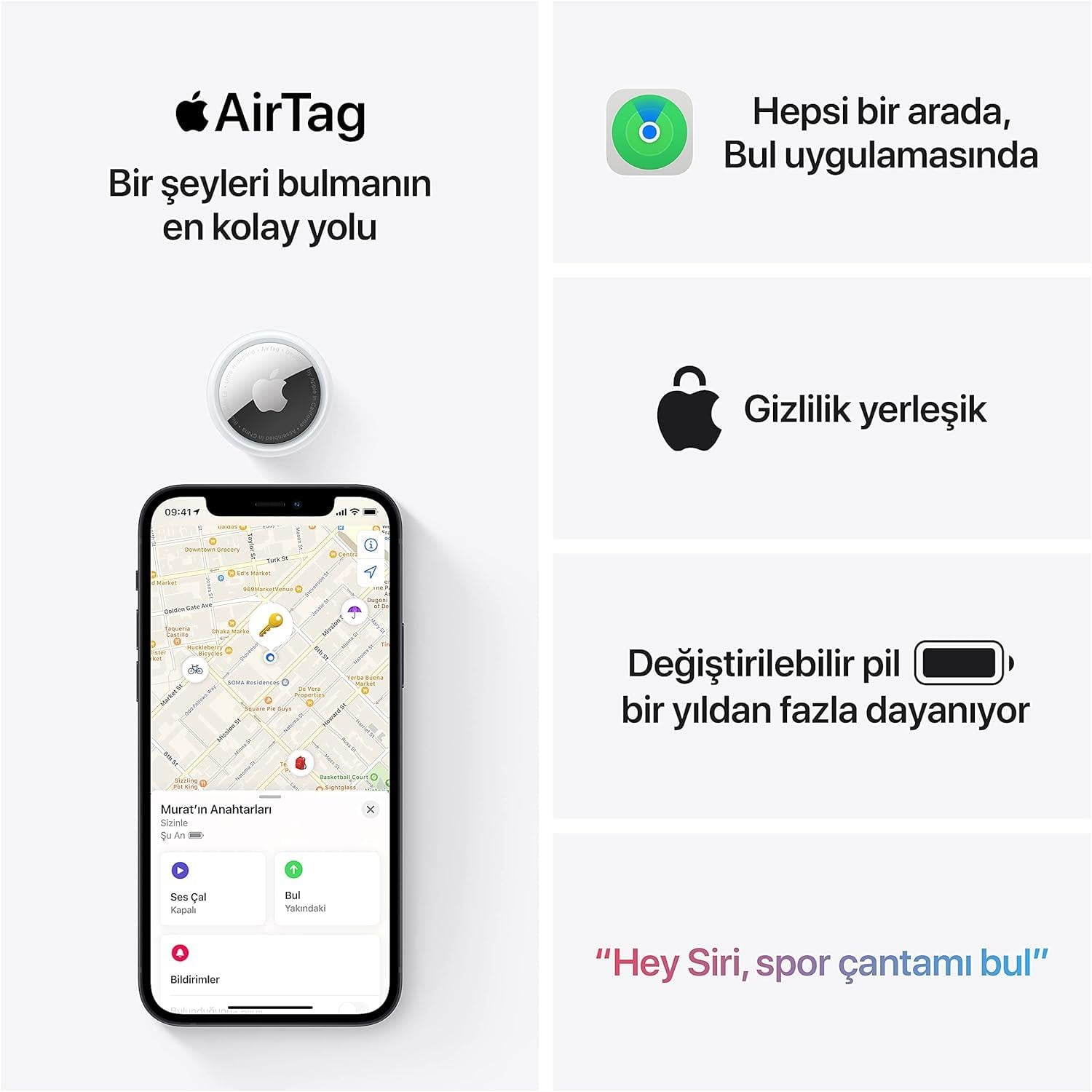 Apple AirTag Tekli Paket - AP.MX532TU.A