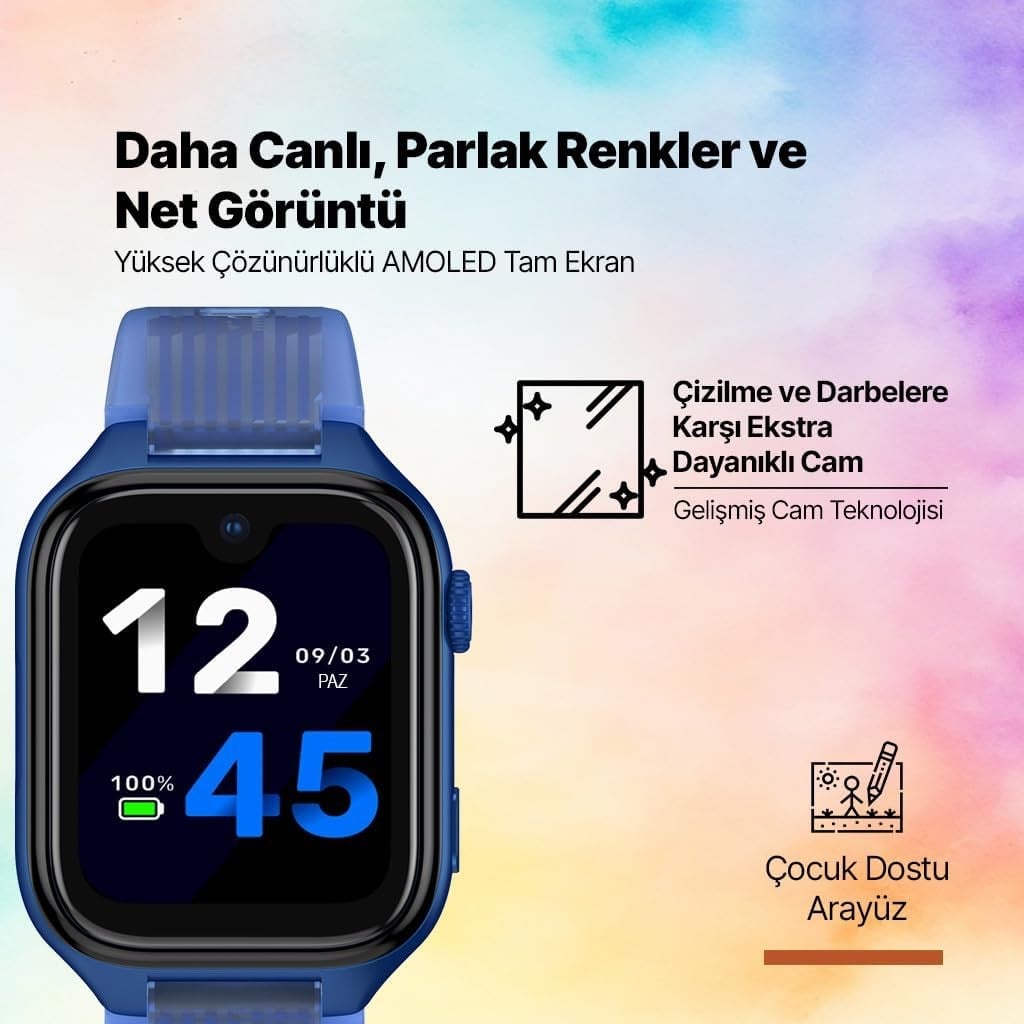 Ttec Kidi Pro AMOLED Ekranlı GPS 4G Sim Kartlı Akıllı Çocuk Saati Panter Siyahı 2KSW03