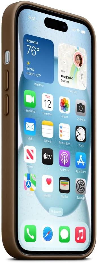 Apple iPhone 15 için MagSafe özellikli Mikro Dokuma Kılıf - Vizon Grisi ​​​​​​​