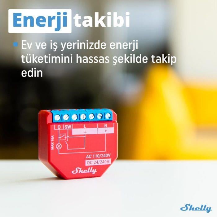 Shelly Plus 1PM Tek Kanal Enerji Ölçer Akıllı Röle