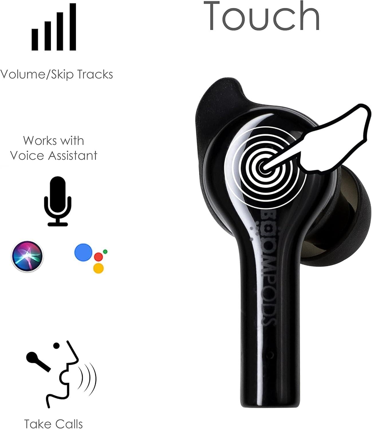 Boompods Bassline GO, TWS Bluetooth Kulaklık, Siyah