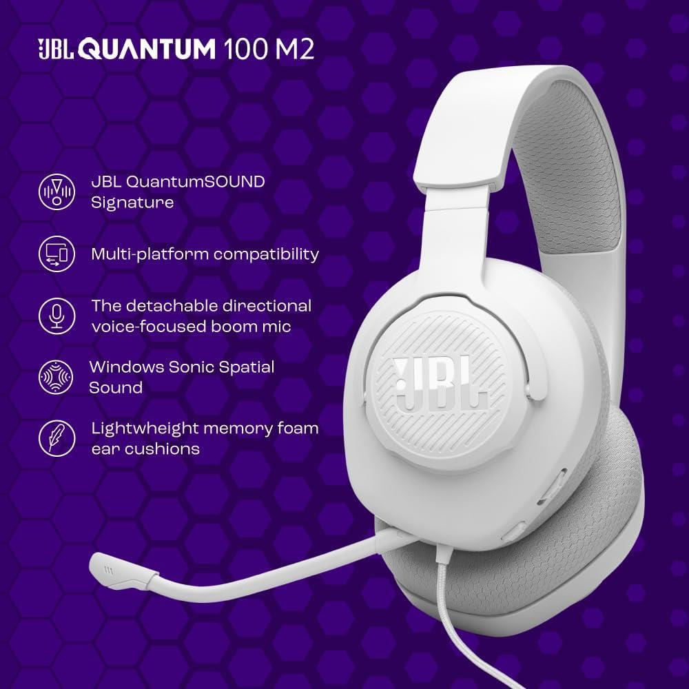 JBL Quantum 100M2 Kablolu Gaming Kulaklık, Beyaz