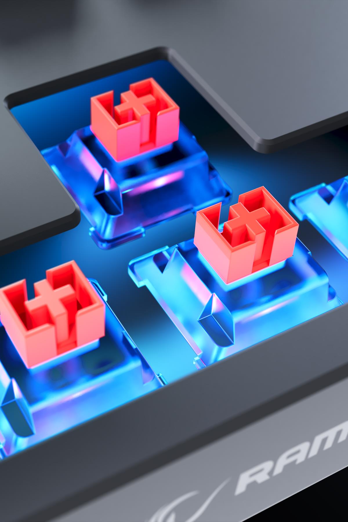 Rampage YORU TKL Gri/Siyah Type-C Bağlantılı OUTEMU Red Swich Q Mekanik Gaming Oyuncu Klavye RGB