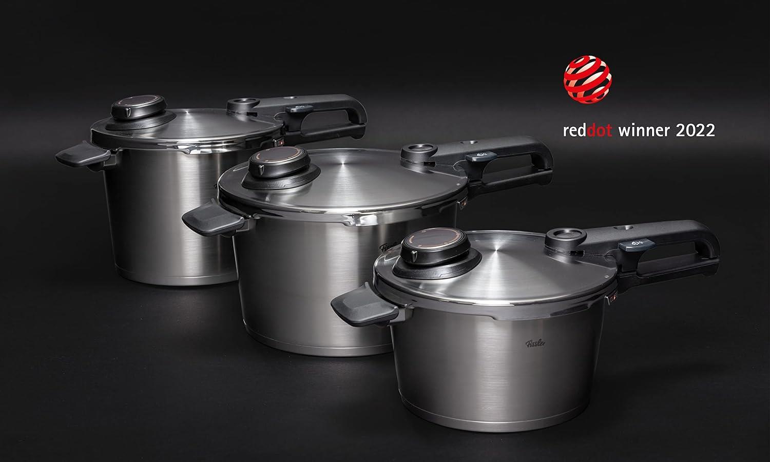 Fissler Vitavit Premium/Düdüklü Tencere Seti, 5 Parça (6 l - Ø 22 cm ve Hızlı Kızartma Tavası 3,5 l - Ø 22 cm) Metal Kapak, Cam Kapak, Kullanım - İndüksiyon