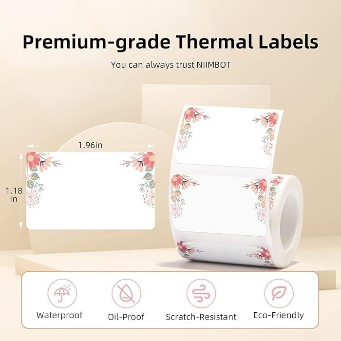 Niimbot T50x30mm Çiçek Desenli Termal Etiket (B1,B21S,B3S)