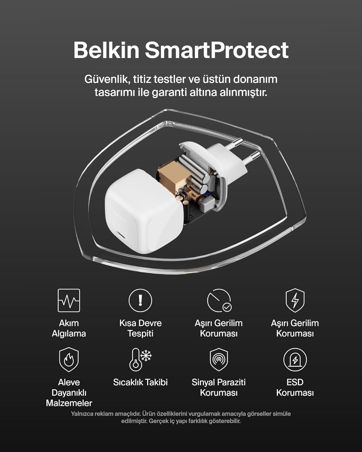 Belkin WCA011 65W C PPS PD Şarj Cihazı, Beyaz