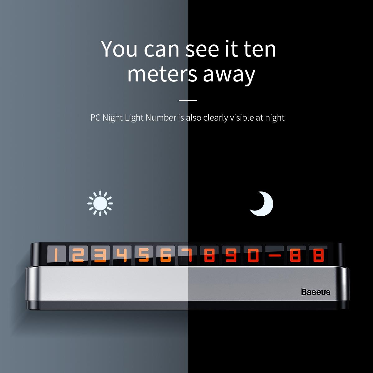 Baseus Moonlight Box Serisi Araç İçi Telefon Numarası Yazma Aparat Numaratör - Koyu Gri