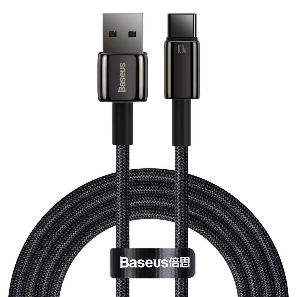 Baseus Tungsten Gold Hızlı Şarj Data Kablosu USB to Type-C 100W 2m Siyah