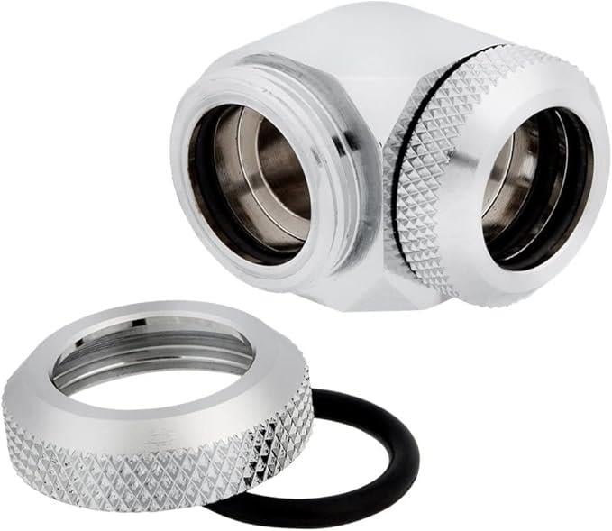 Corsair Hydro X Serisi XF Hardline 90 Derece 14 mm OD Bağlantı Parçaları, İkili Paket (Masif Pirinç Dayanıklılığı, Kaliteli Kaplama, Çift O-Ring Hardline Sıkıştırma Tasarımı, Kolay 12 mm Çaplı Boru Bağlantısı) Krom