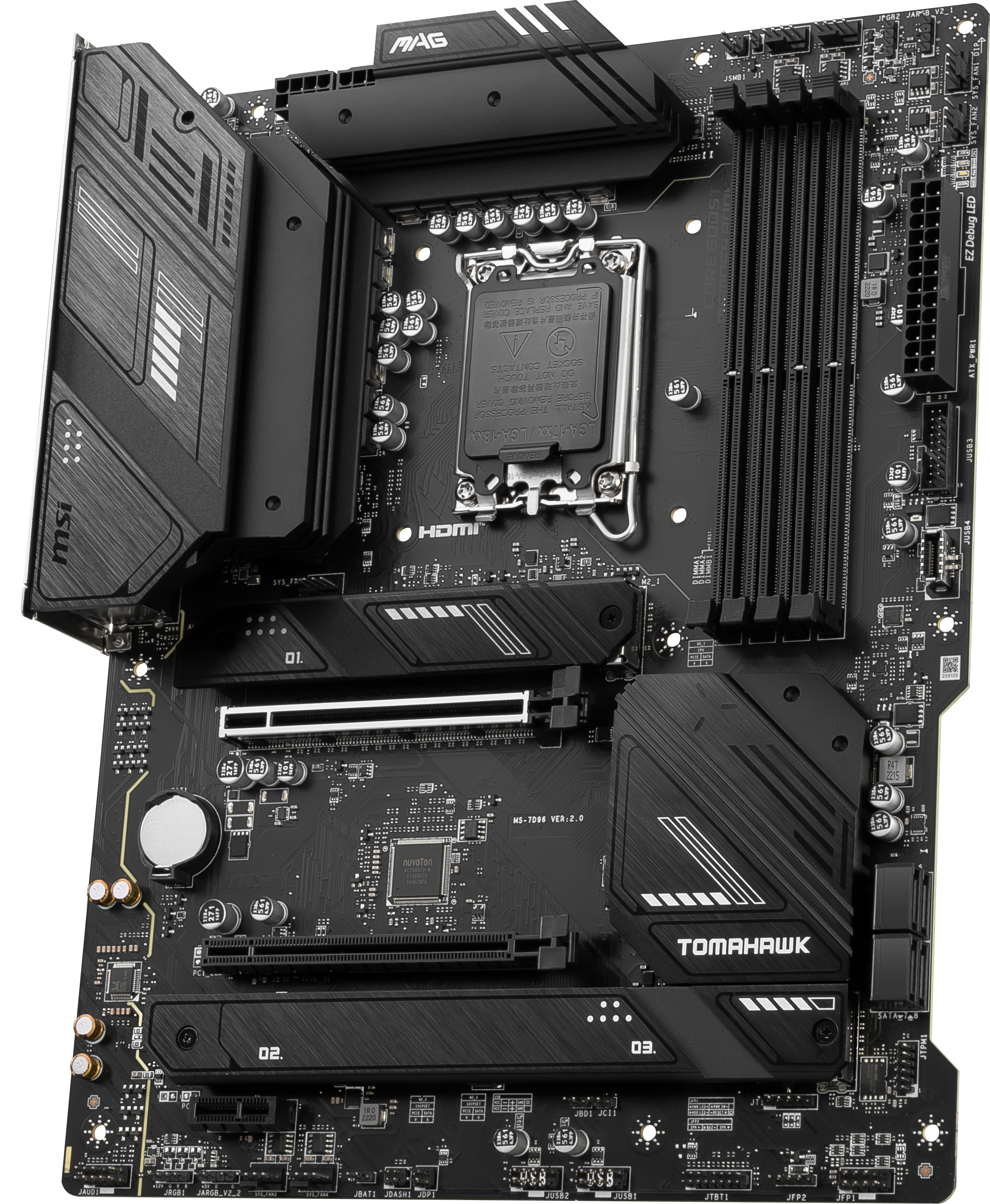 MSI MB MAG B760 TOMAHAWK WIFI SOKET 1700 DDR5 6400(OC) PCI-E Gen 5 3X M.2 USB3.2  1x 2.5G LAN  WI-FI 6 ATX