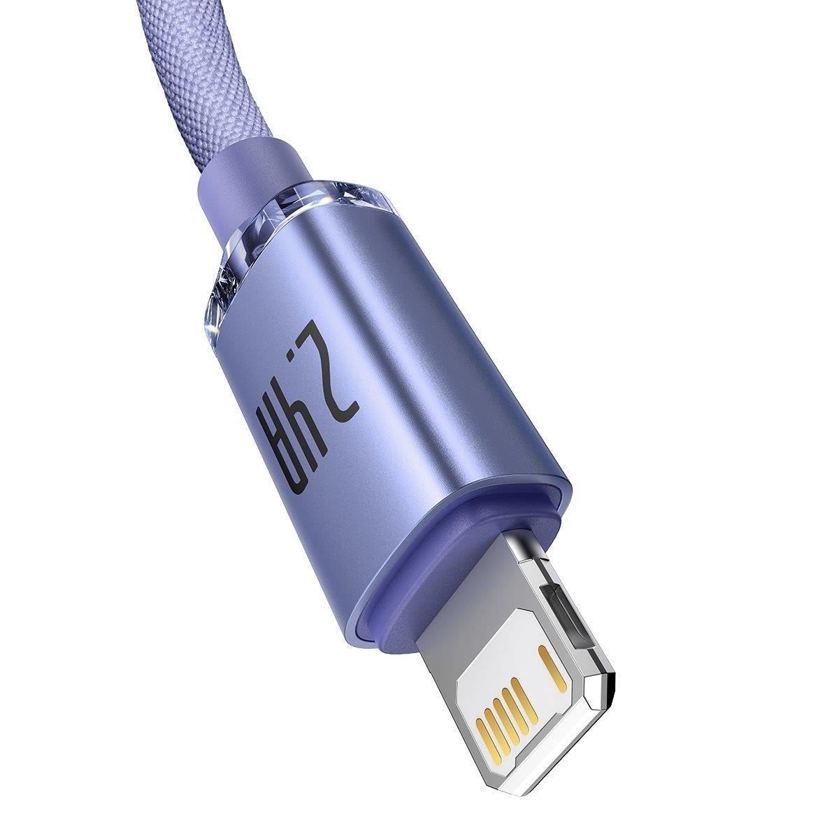 Baseus Crystal Shine 2.4A 1.2 M Lightning Şarj Kablosu Mor