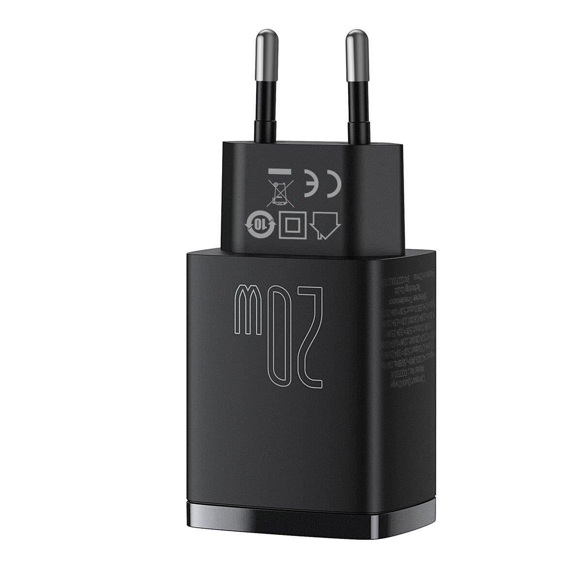 Baseus Compact QC 20W Şarj Cihazı, CCXJ-B01 Siyah