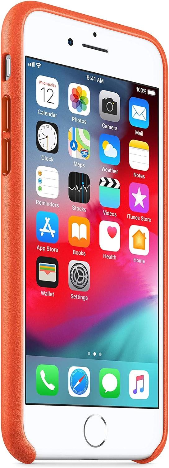 Apple iPhone 8 - 7 Deri Kılıf Parlak Turuncu