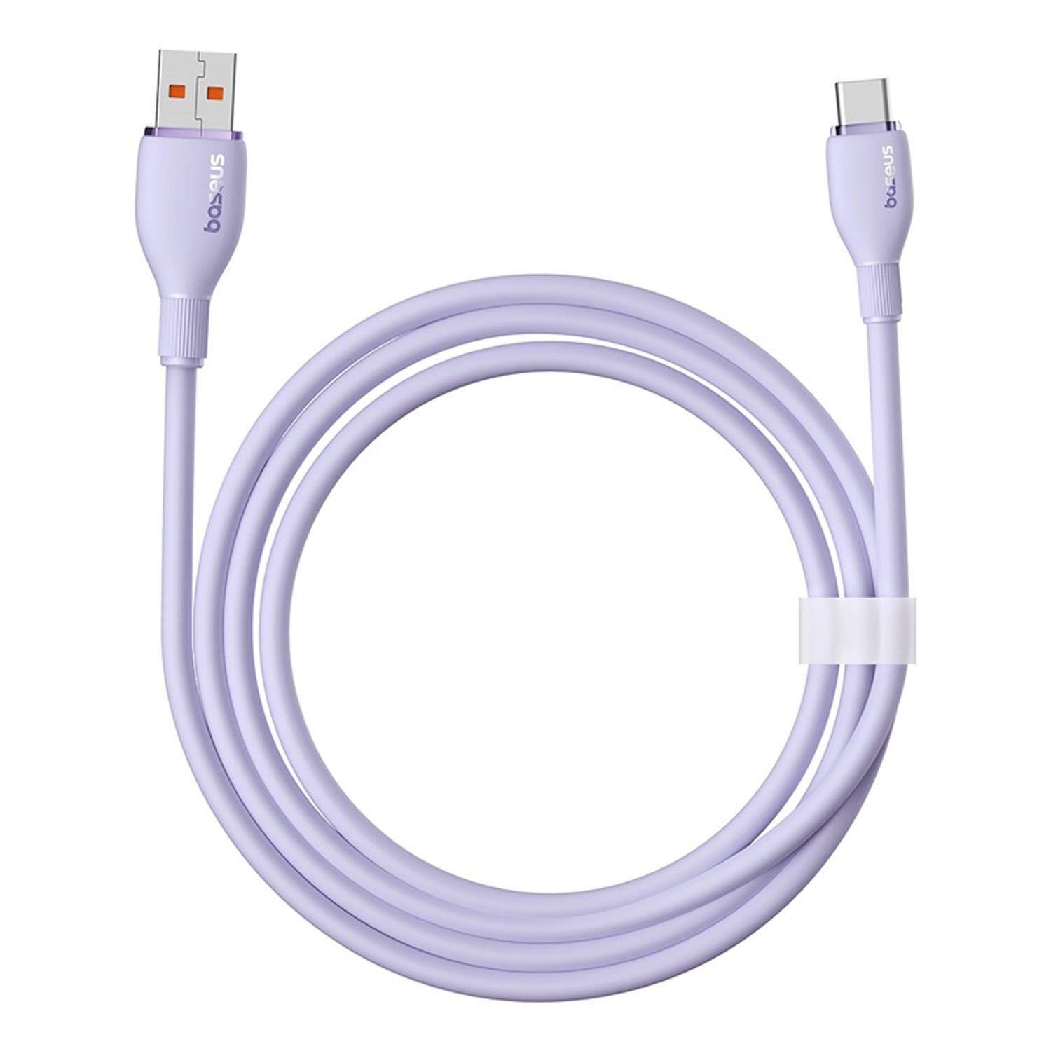 Baseus Pudding Hızlı Şarj Özellikli USB Type-C 100W Kablo 1.2M Mor
