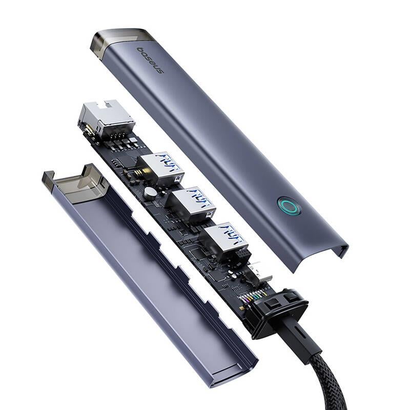 Baseus UltraJoy 4'ü 1 arada Hub USB-A&USB-C - 3xUSB3.0+USB-C+RJ45