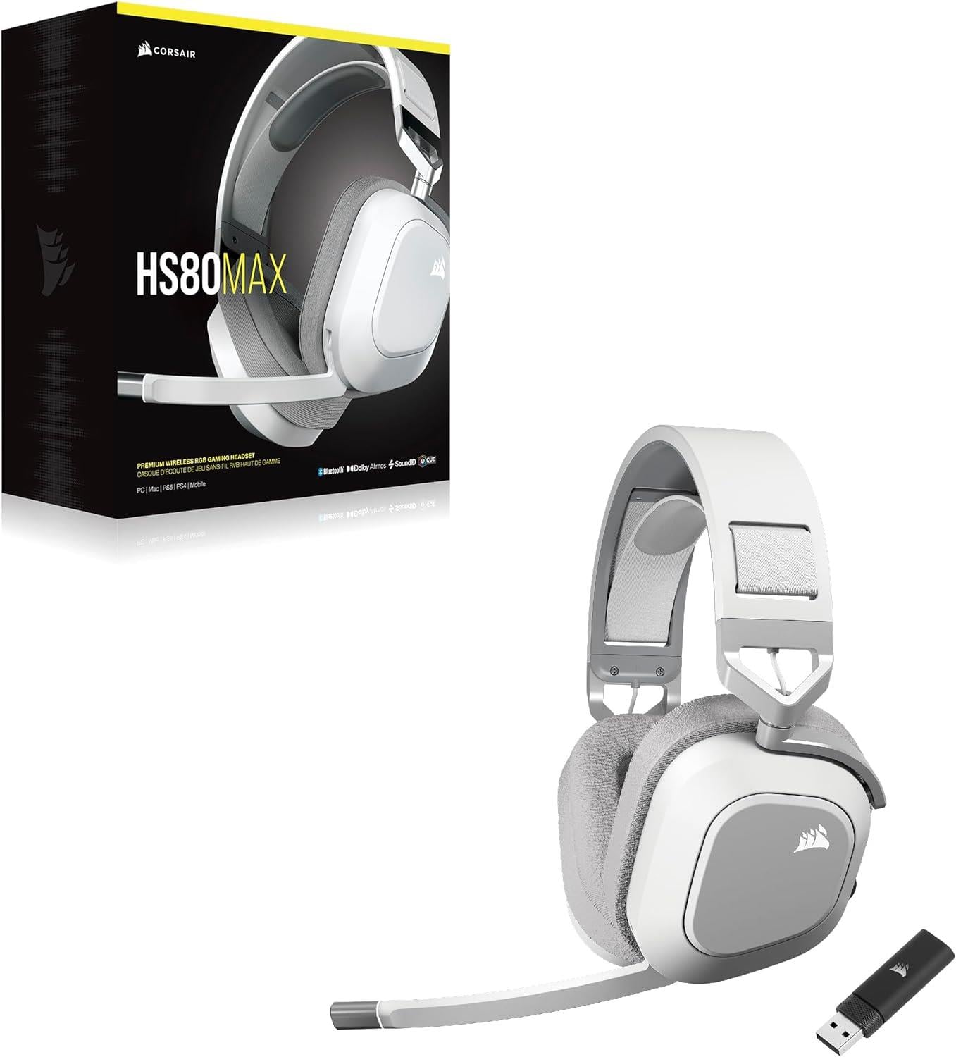 Corsair HS80 MAX Dolby Atmos Kablosuz Gaming Kulaklık Beyaz (CA-9011296-EU)