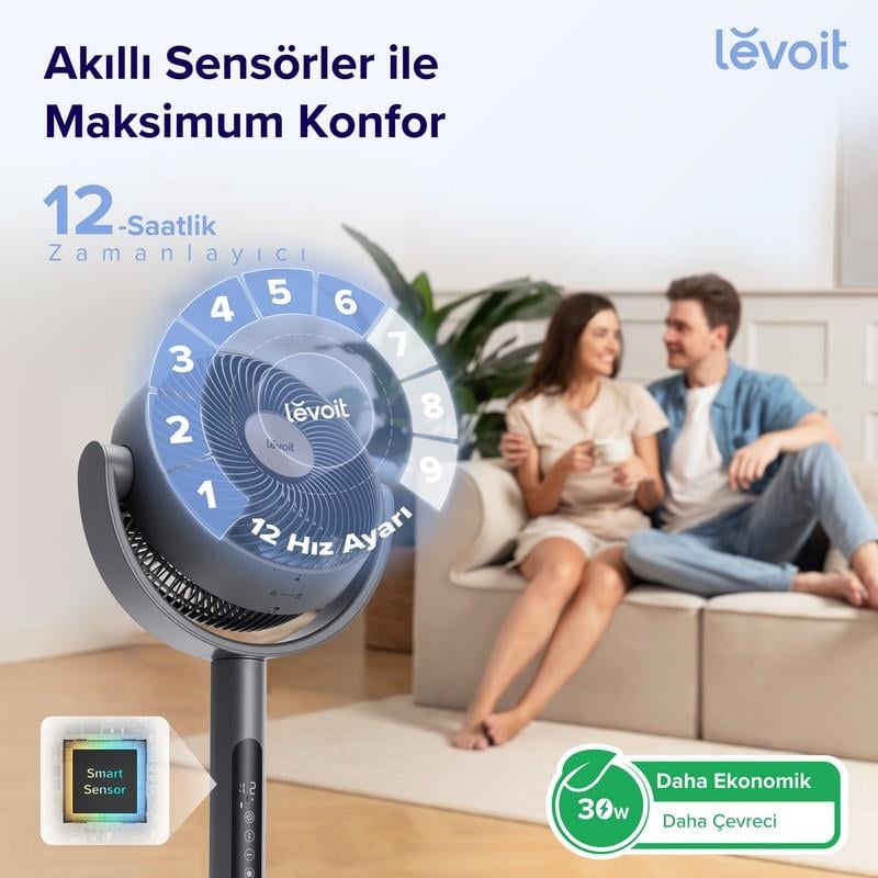 Levoit Pedestal Circulator Vantilatör Gri
