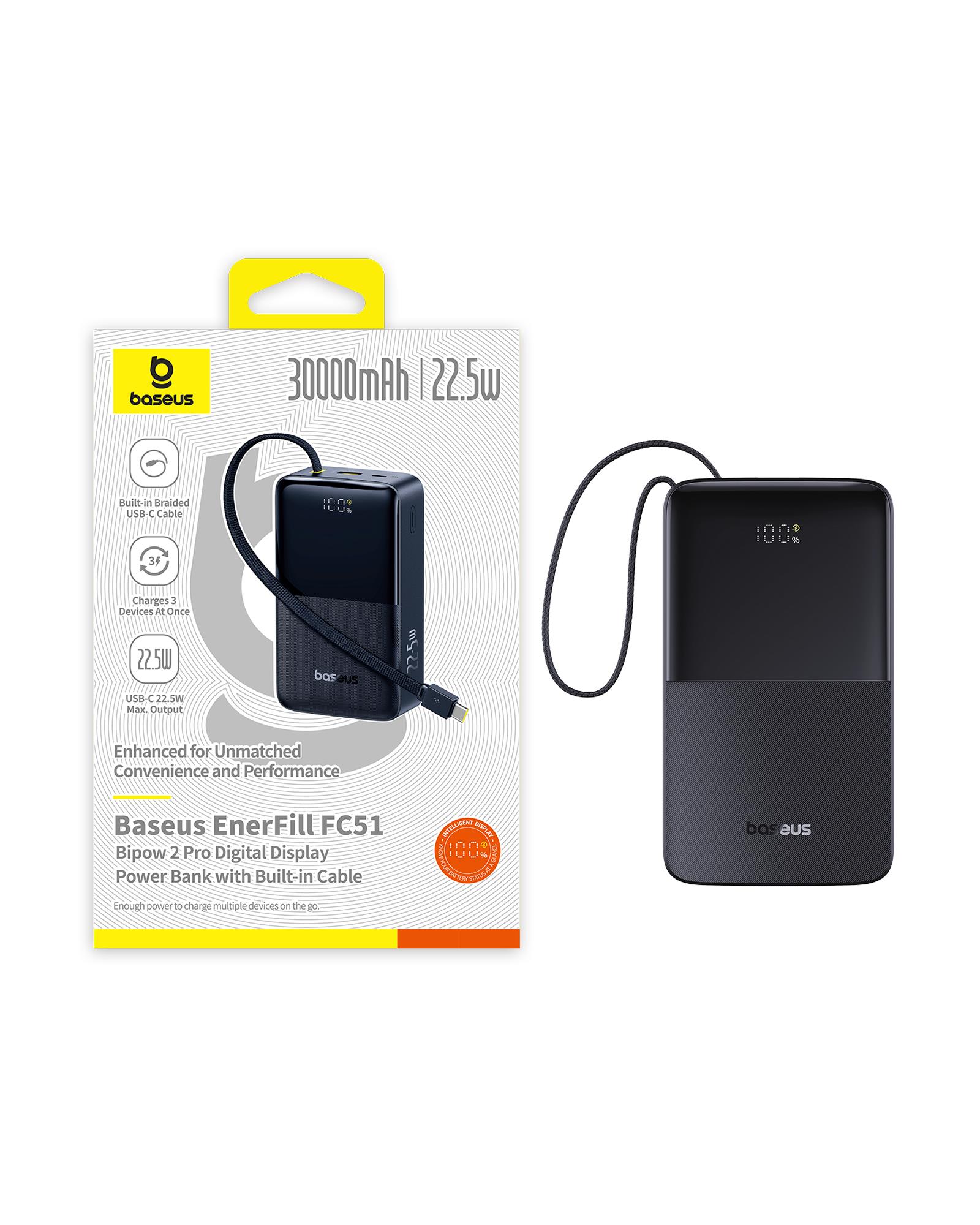 Baseus EnerFill FC51 Bipow 2 Pro Powerbank 30.000 mAh 22.5W - Siyah