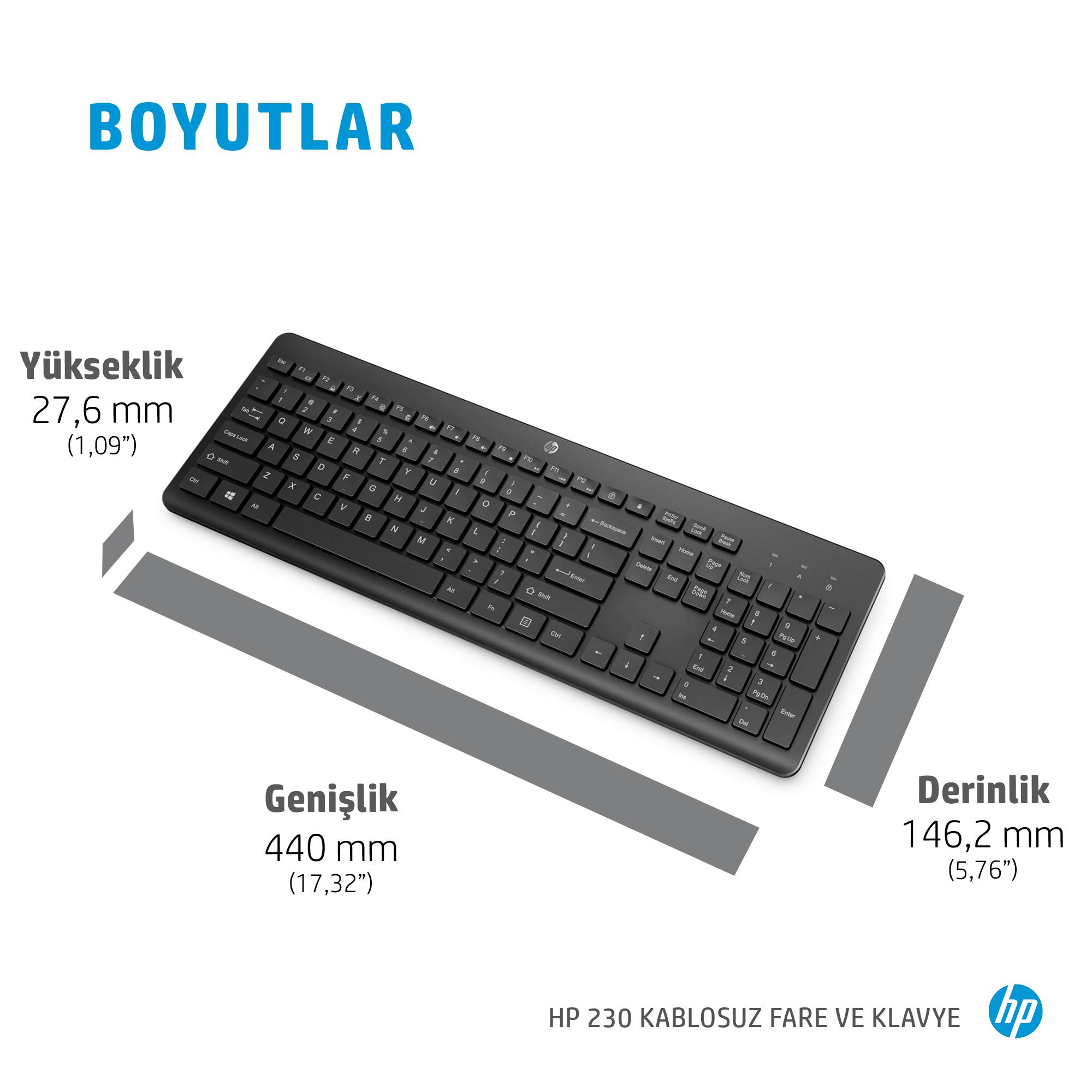 HP 230 Kablosuz Beyaz Klavye- Mouse Set İngilizce - 3L1F0AA