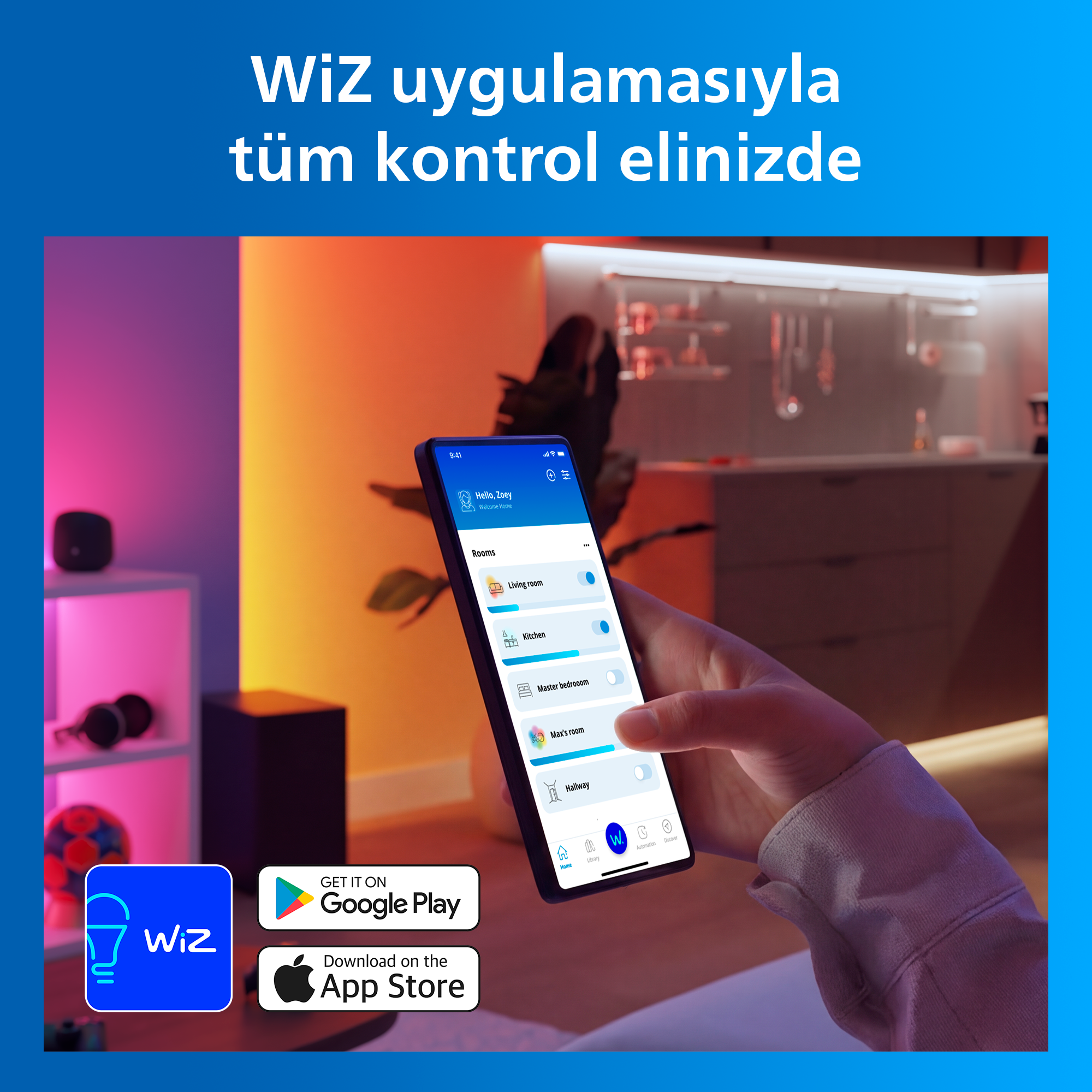 Philips Smart Lighting RGBICWW LED Şerit 5 m (Type-C) - Google Home, Alexa, HomeKit ve Matter uyumlu