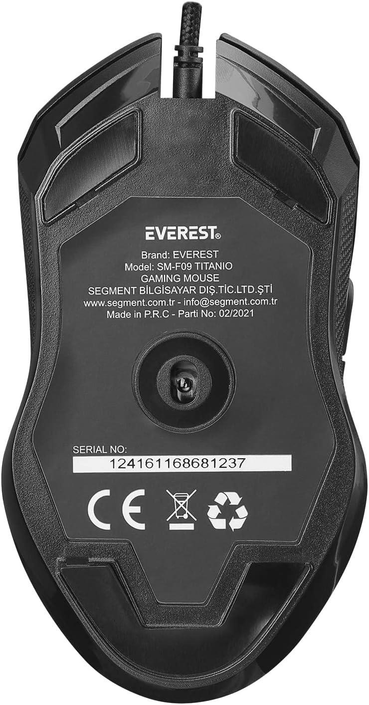 Everest SM-F09 TITANIO Usb Gümüş 7200dpi RGB Ledli Gaming Oyuncu Mouse
