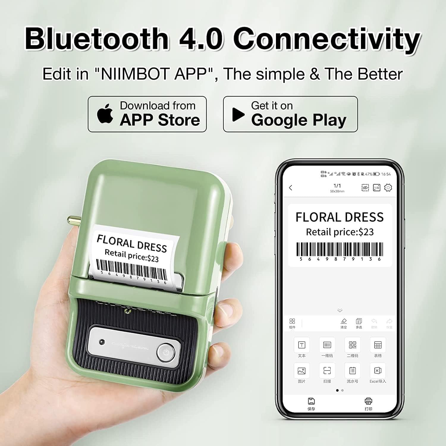 Niimbot B21S Yeşil Termal Etiket Yazıcı