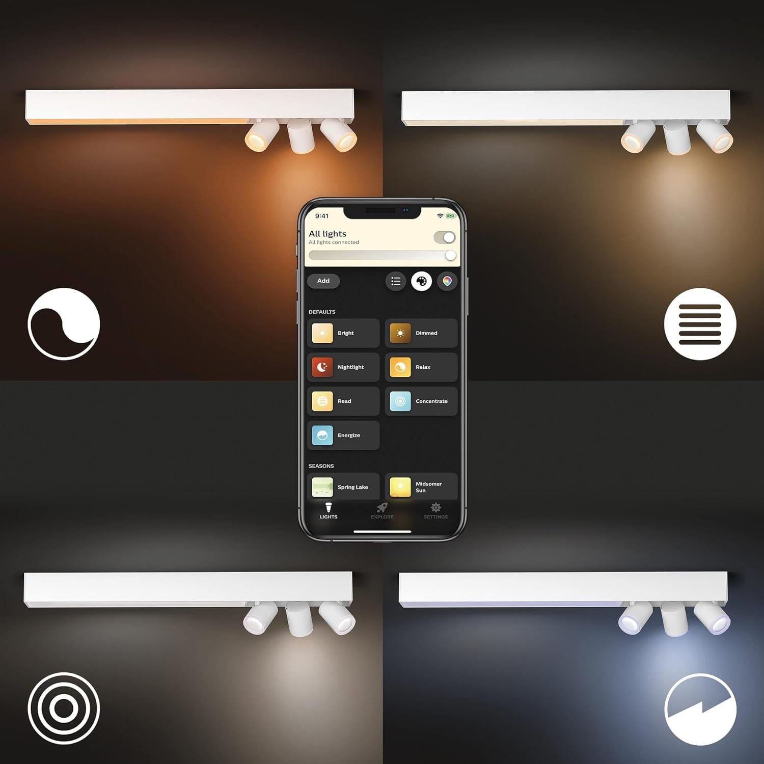 Philips Hue Centris Renkli 3'lü Spot Tavan Lambası, Beyaz