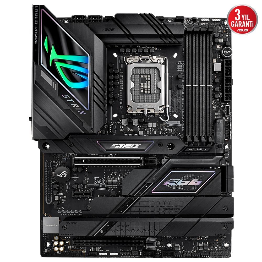 ASUS MB ROG STRIX Z790-F GAMING WIFI II INTEL Z790 LGA1700 DDR5 8000 DP HDMI 5x M2 USB3.2 WiFi 7 + BT AURA RGB 2.5Gbit LAN ATX 192GB kadar ram desteği ASUS Q-Design