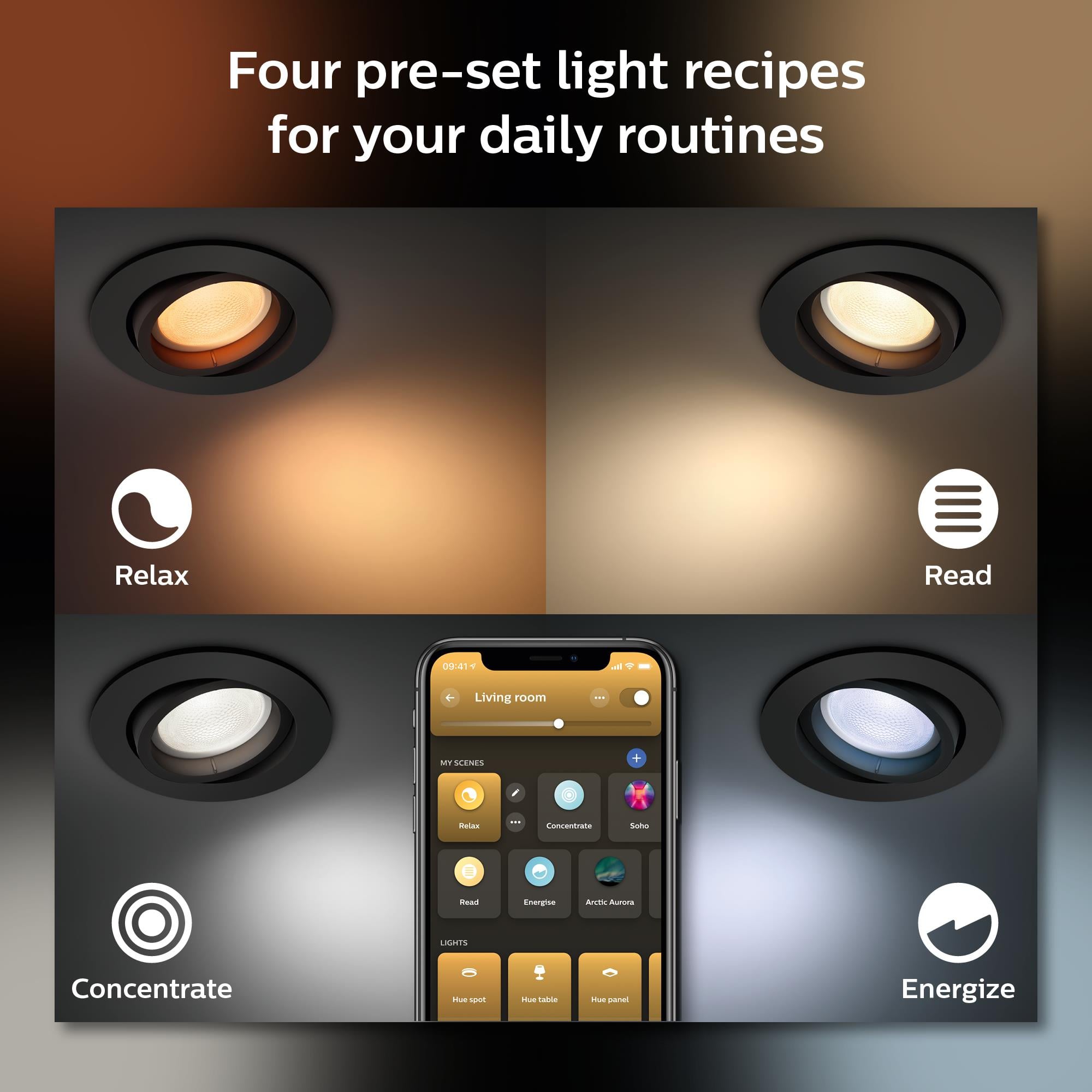 Philips Hue Centura Siyah Sıva Üstü RGB Akıllı LED Spot 400 Lumen GU10 Spot Dahildir