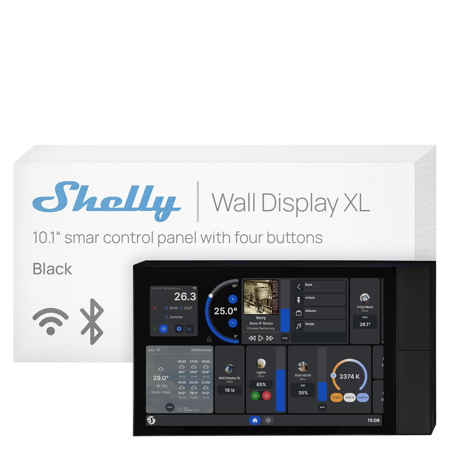 Shelly Wall Display XL Black Akıllı Ev Kontrol Paneli