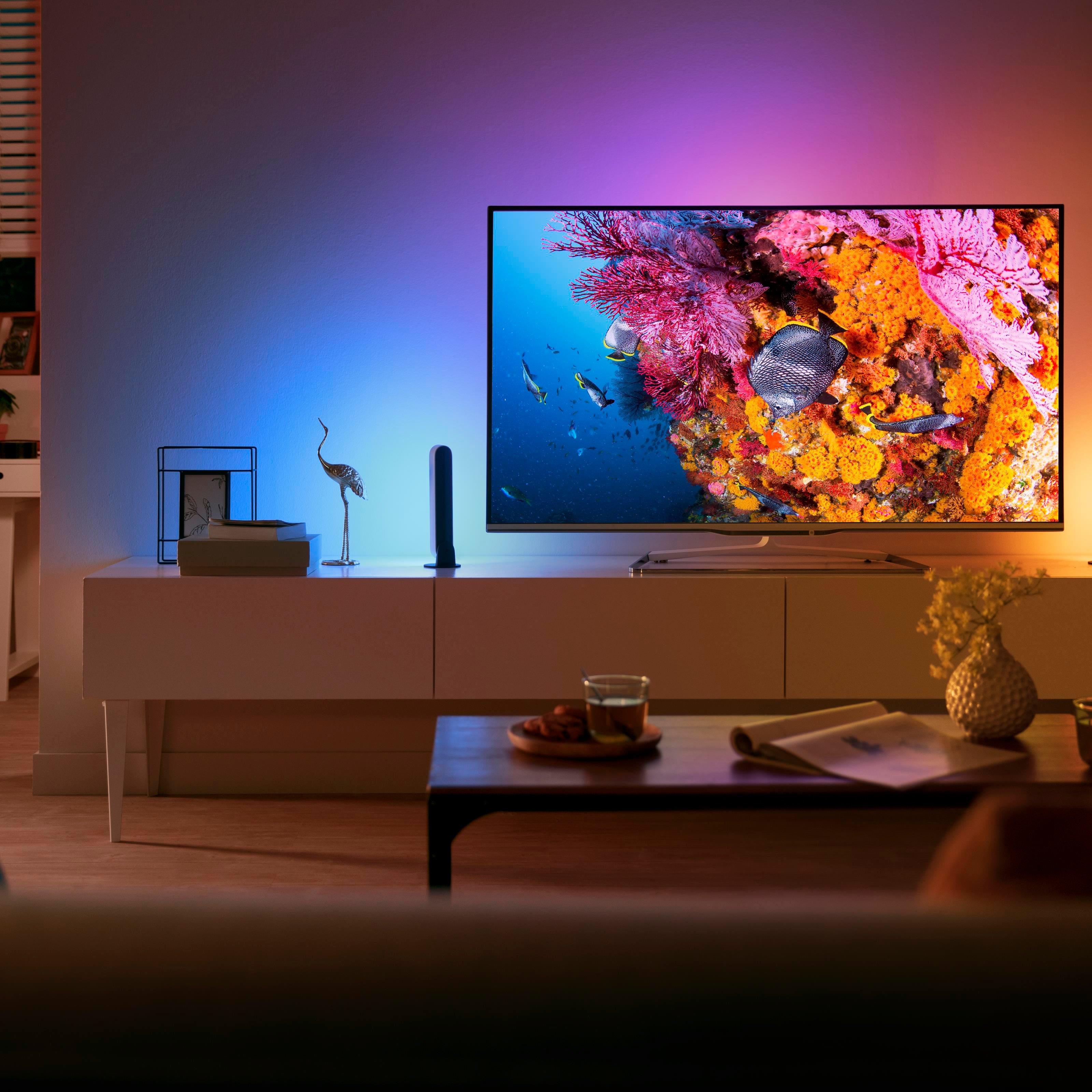 Philips Hue Beyaz ve Renkli Ambians Play Akıllı Çubuk Lamba İkili Paket ve Hue Bridge, Beyaz