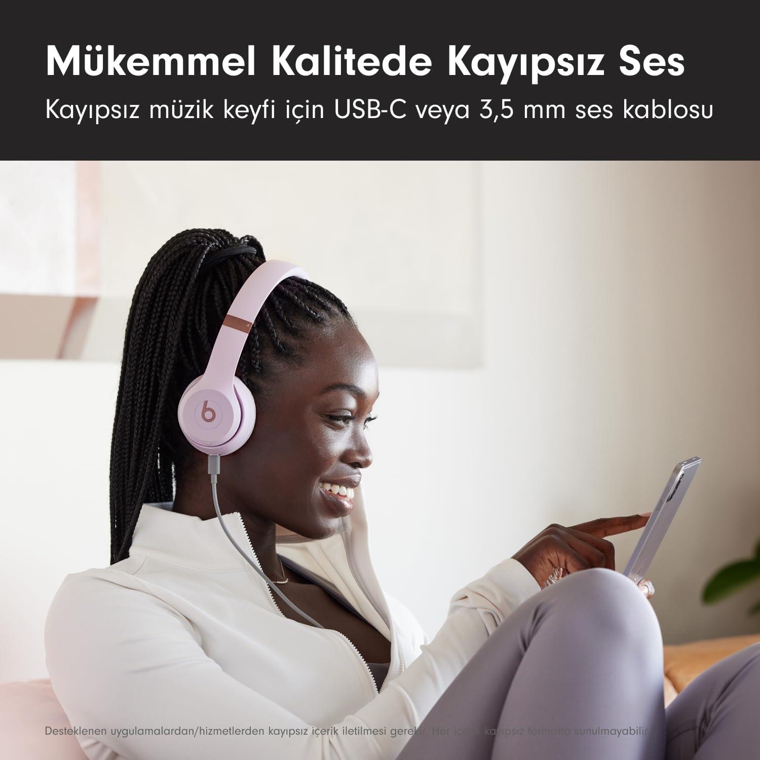 Beats Solo 4 Kablosuz Bluetooth Kulak Üstü Kulaklık - Bulut Pembesi