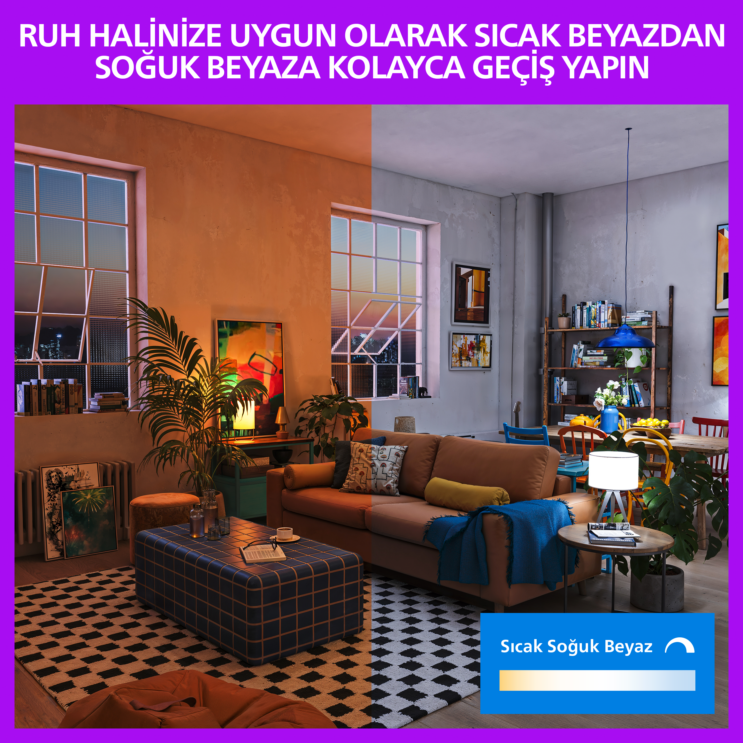 Philips Smart Lighting LED Ampul A60 E27 60W Eşdeğer RGB - Google Home, Alexa, HomeKit ve Matter uyumlu