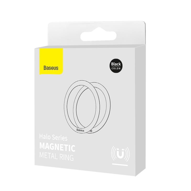 Baseus Manyetik Kablosuz Şarj Aleti Manyetik Metal Halka Çıkartma 2 Parça, MagSafe Çıkartma Halkası, Siyah
