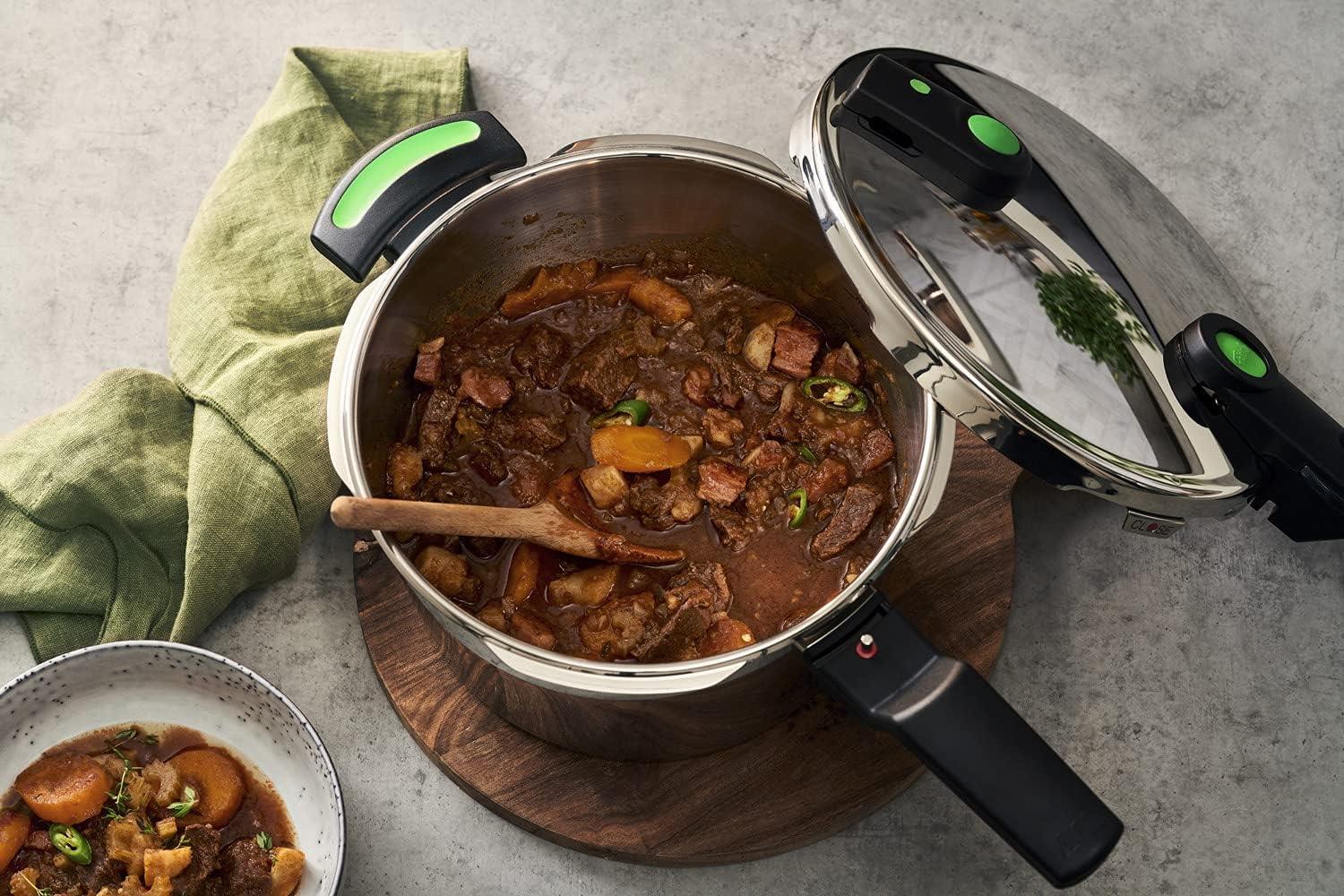 Fissler Vitaquick Green/Düdüklü Tencere Seti, 5 Parçalı (6 l - Ø 22 cm & Hızlı Kızartma Tavası 3,5 l - Ø 22 cm) Metal Kapak, Cam Kapak, Ek - İndüksiyon