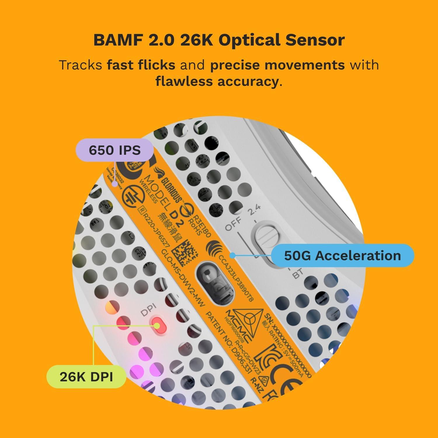 Glorious Model D 2 Mini Kablosuz Gaming Mouse - Mat Beyaz