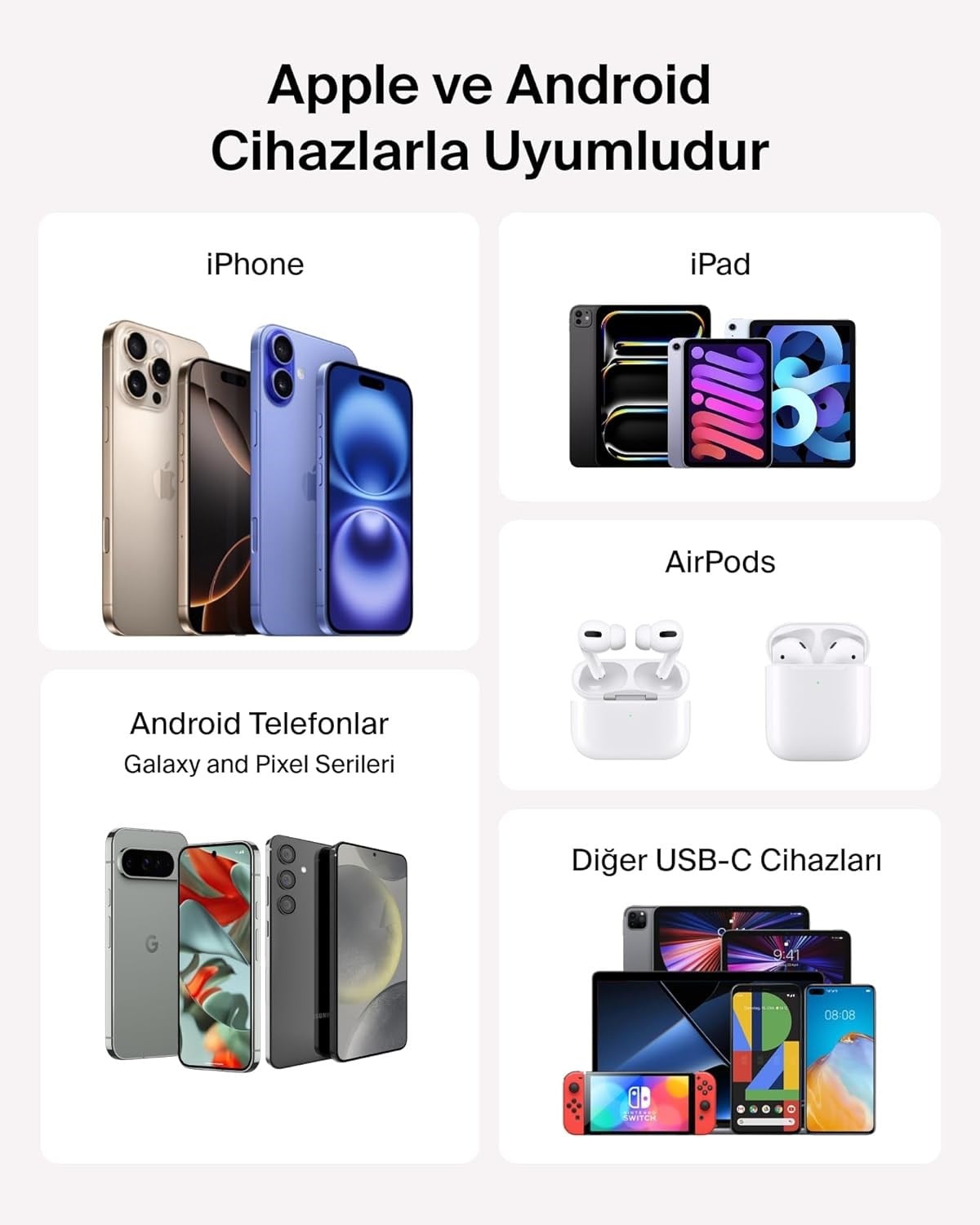 Belkin BoostCharge Dijital Ekranlı 10000 mAh 20W Hızlı Şarj Powerbank, Pembe
