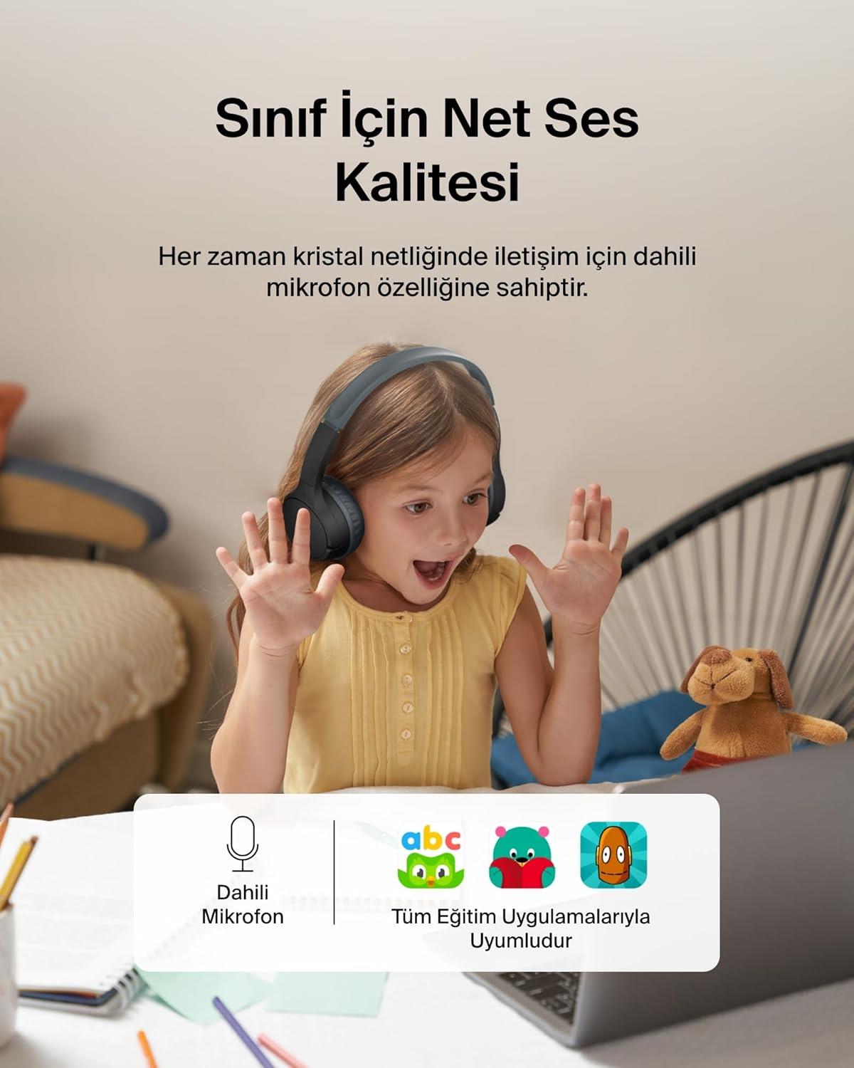 Belkin SoundForm mini Kablosuz Çocuk Kulaklığı, Siyah