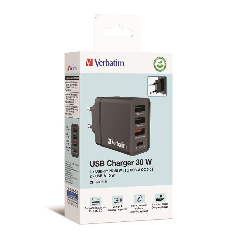 Verbatim 49700 CHR-30EU1 USB-CHARGER 30W BLACK