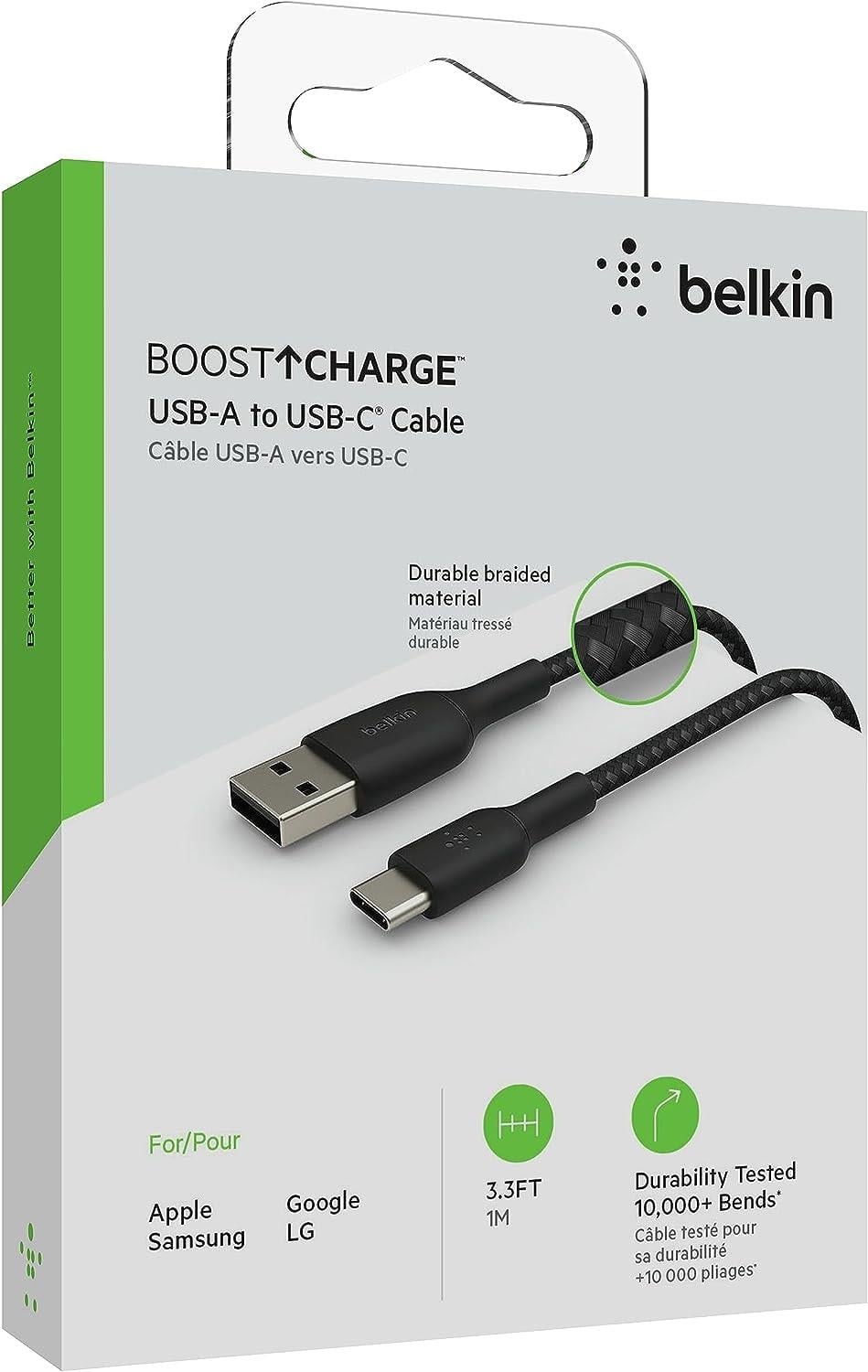 Belkin Type-c Örgülü Data & Hızlı Şarj Kablo 1m Siyah / Cab002bt1mbk
