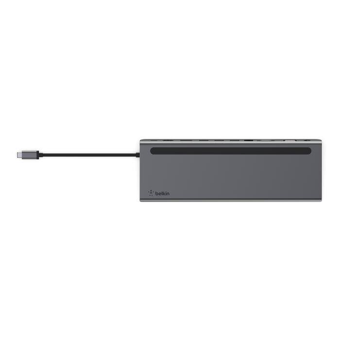 Belkin USB-C Hub, 11'i 1 arada Çoklu Bağlantı Noktalı Adaptör Yuvası, 4K HDMI, DisplayPort, VGA, USB-C ve 100W, Bağlı Cihazdan Şarj Etmek İçin, 3x USB A, Gigabit Ethernet, SD, MicroSD, 3,5 mm Jak